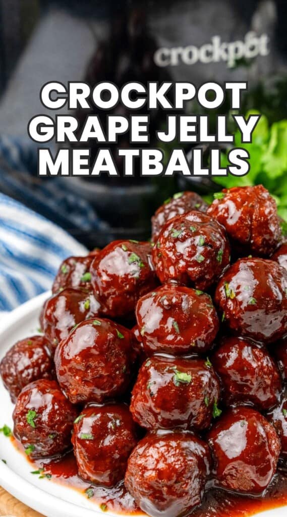 Grapejelly meatballs served on a plate as an appetizer