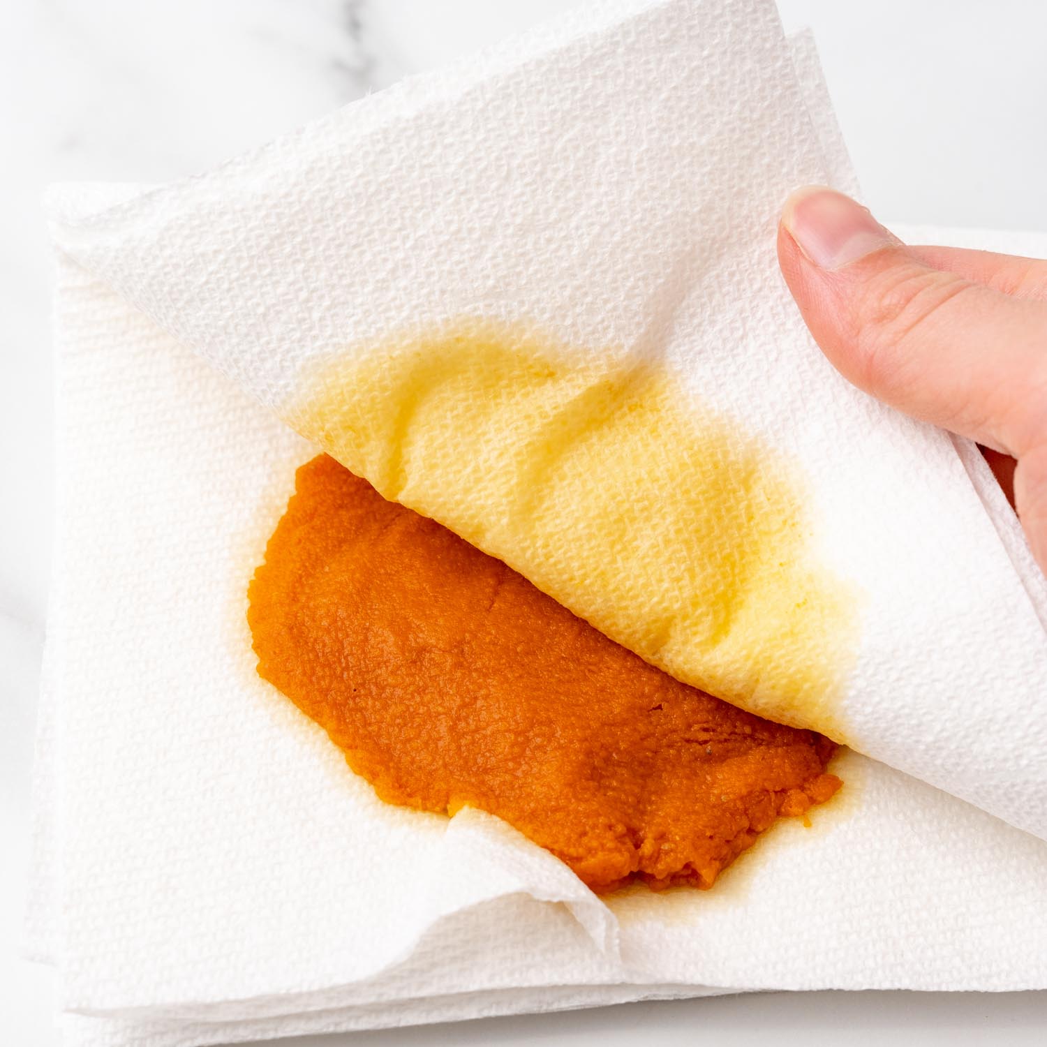 pumpkin puree pressed between paper towels to remove the moisture.