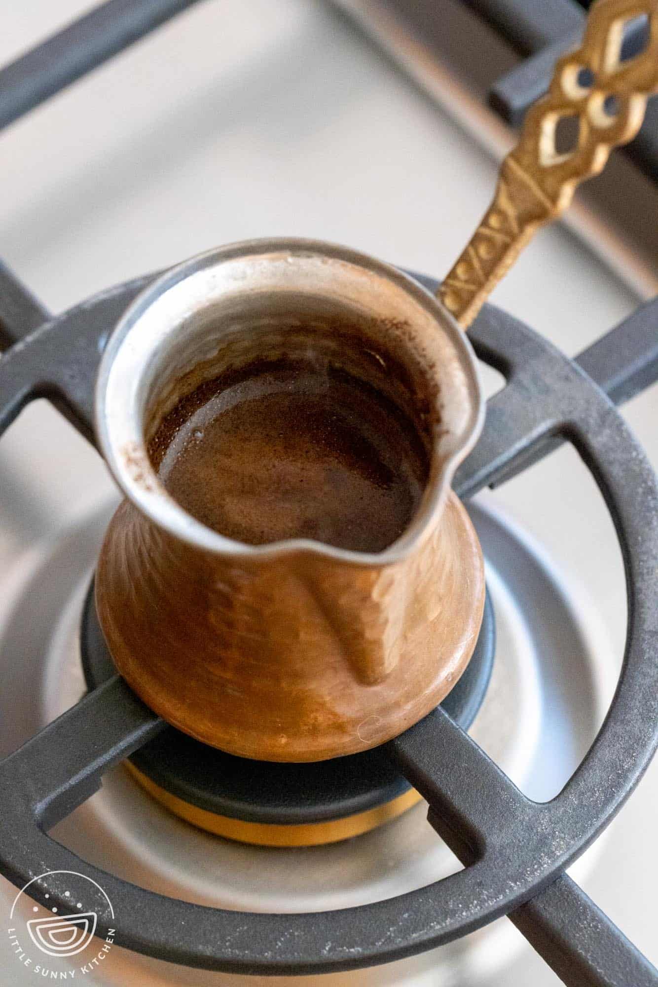 Turkish coffee in a turkish cezve