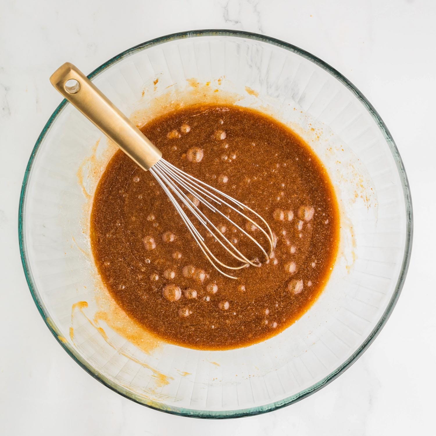 flour added to brown butter blondie batter.