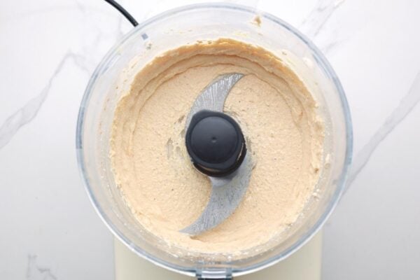creamy seasoned cottage cheese mixture for egg salad in a food processor.
