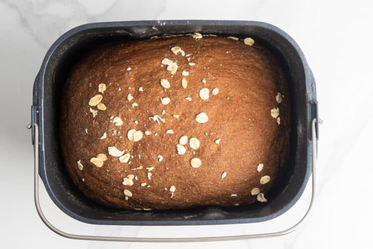 brown bread baked in a bread machine basket
