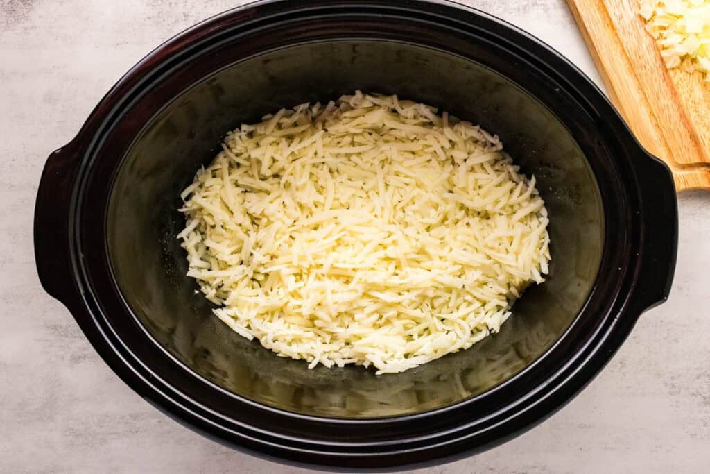 Adding shredded hash browns to a slow cooker