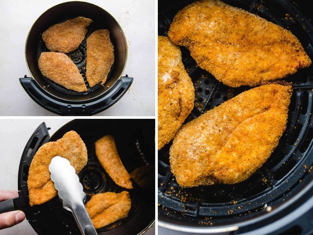Steps how to air fry chicken breasts until golden and crispy
