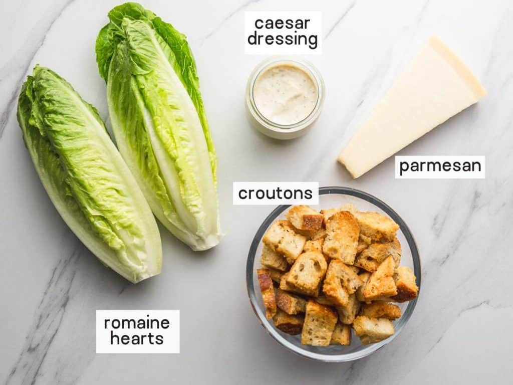 Ingredients needed to make Caesar Salad