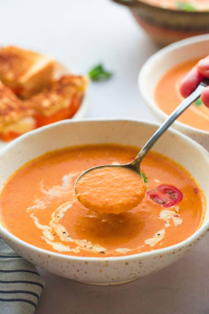 A spoonful of Creamy Tomato Bisque