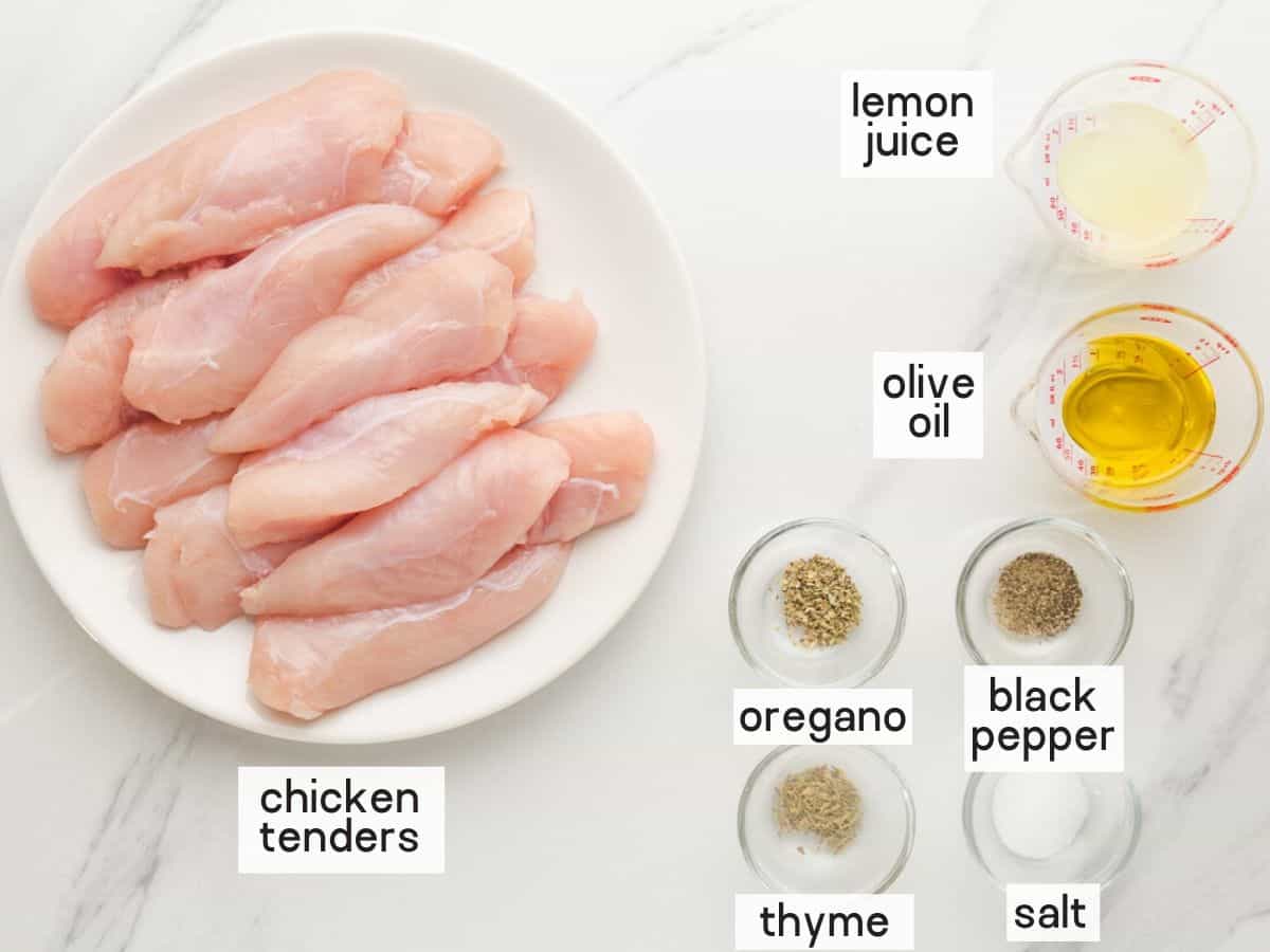Ingredients needed to make grilled chicken tenders