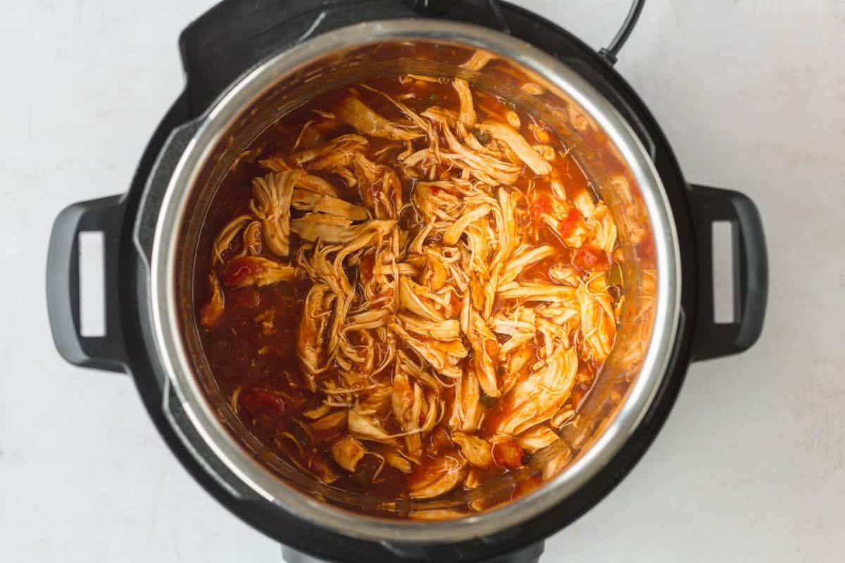 Shredded chicken in the instant pot with salsa sauce
