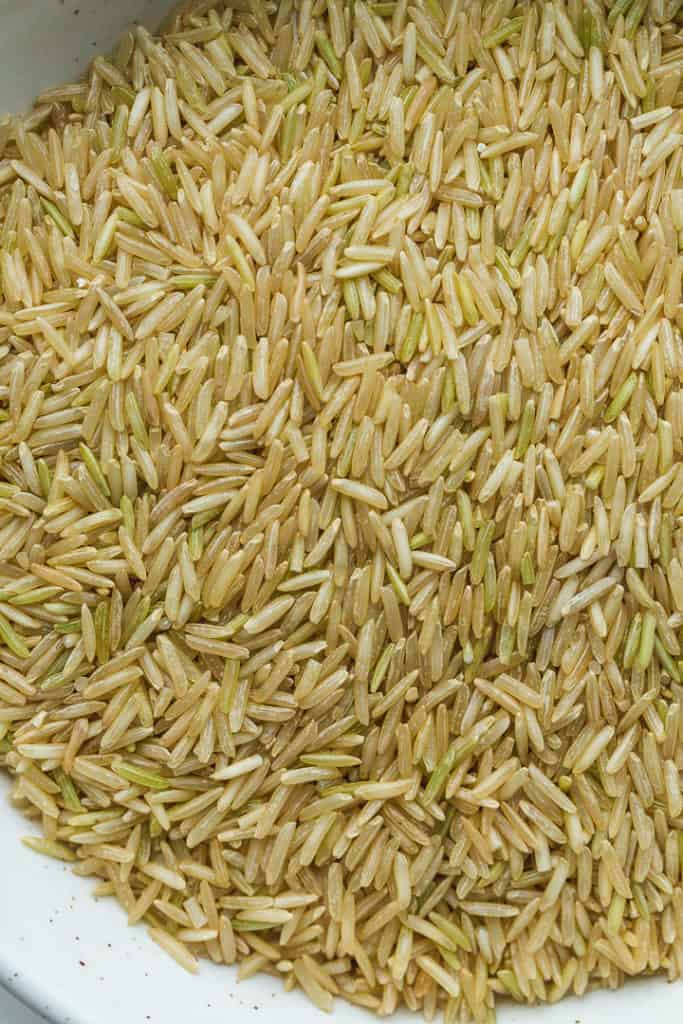 A close up shot of uncooked brown rice