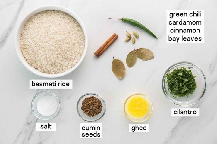 Jeera rice ingredients