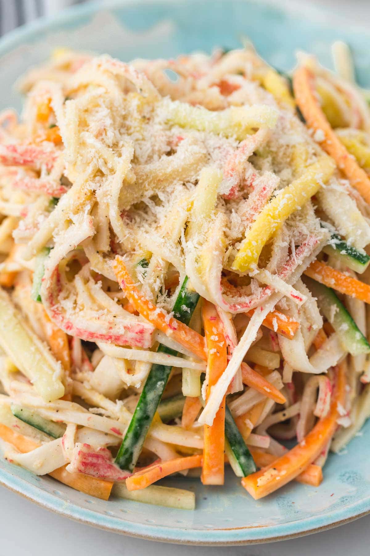 A close up of the kani salad