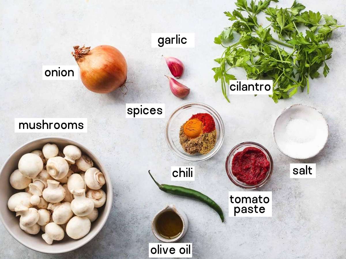 Mushroom bhaji ingredients