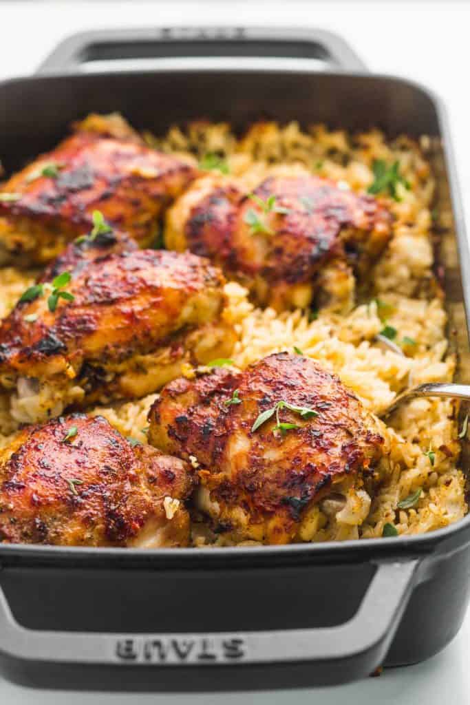 Oven Baked Chicken and Rice (One Dish Dinner) - Little Sunny Kitchen