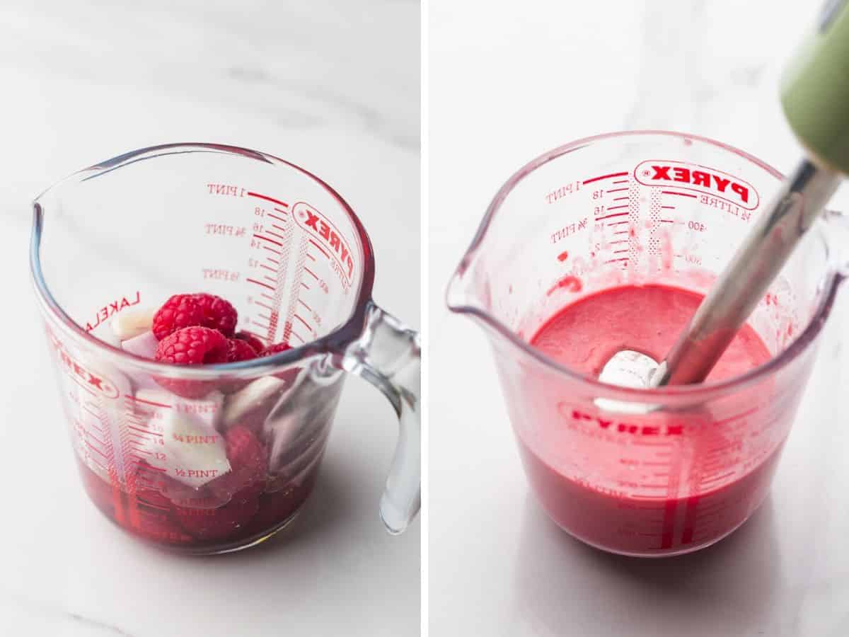 how to blend the ingredients using an immersion blender