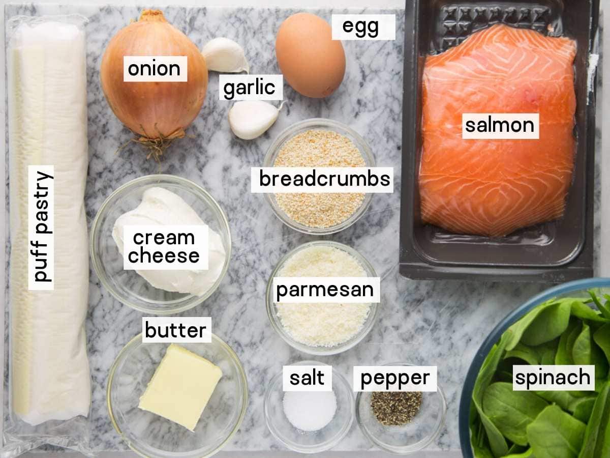 Salmon Wellington ingredients