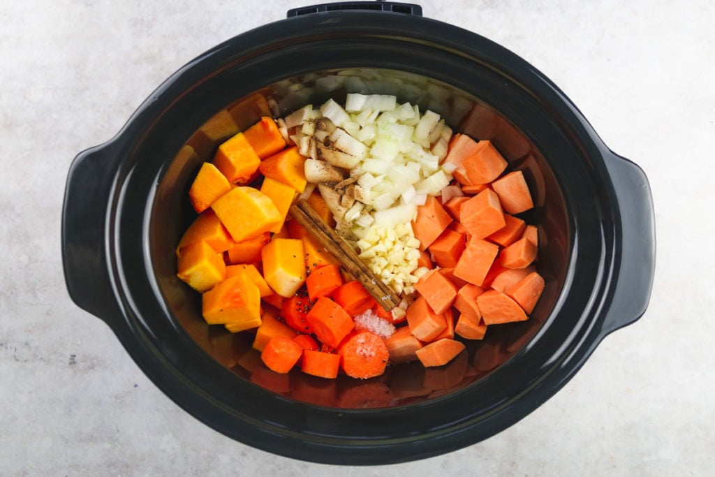 All the ingredients in the slow cooker