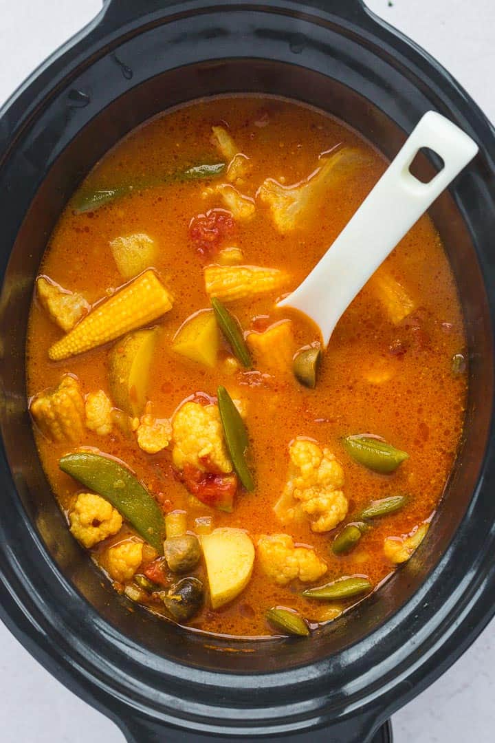 vegetable curry in a slow cooker