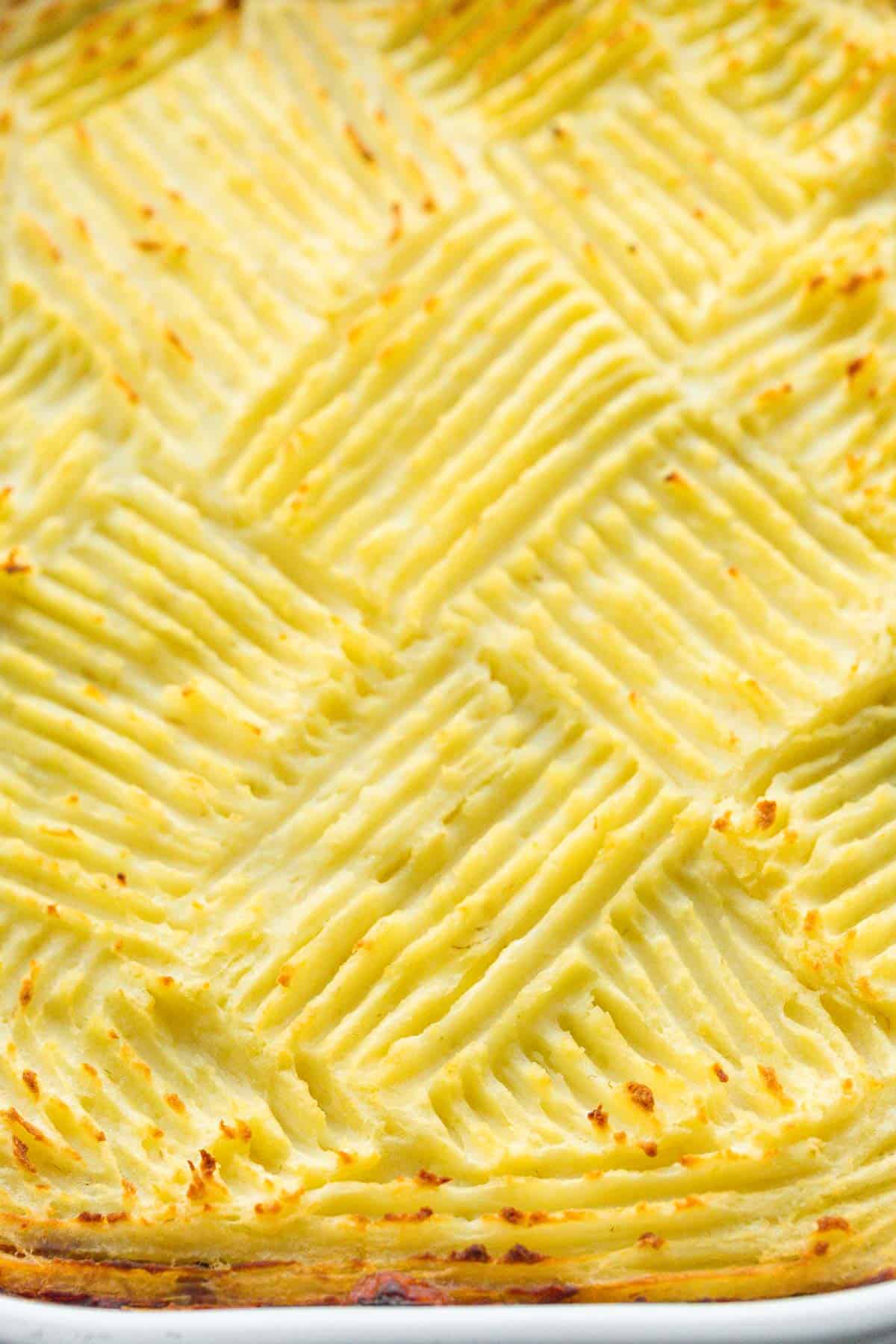 The pattern created on the mashed potatoes top